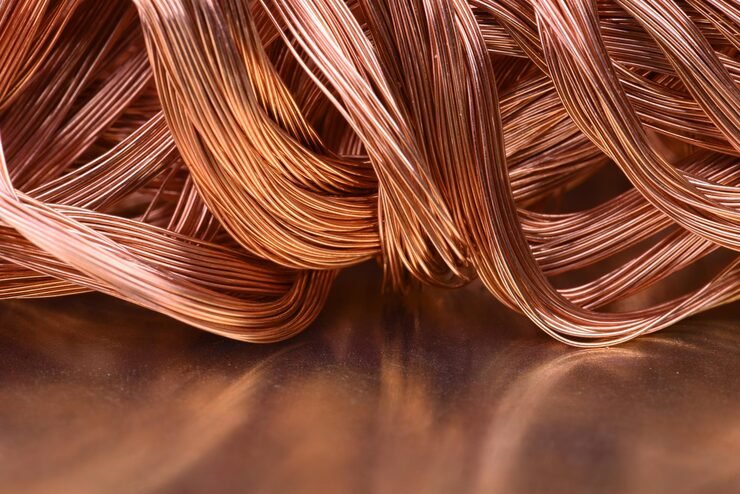 Close up copper wires table